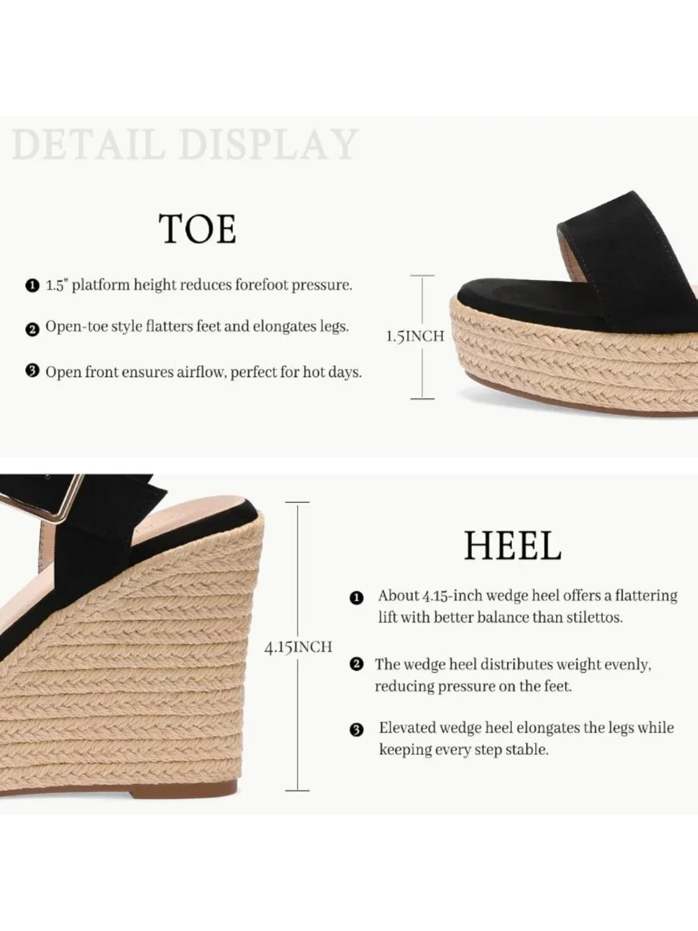 Stylish Women's Wedge Platform Sandals with Ankle Strap - Open Toe Summer